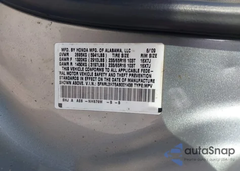 2010 Honda Odyssey Ex-L from USA, damaged, VIN 5FNRL3H75AB001438